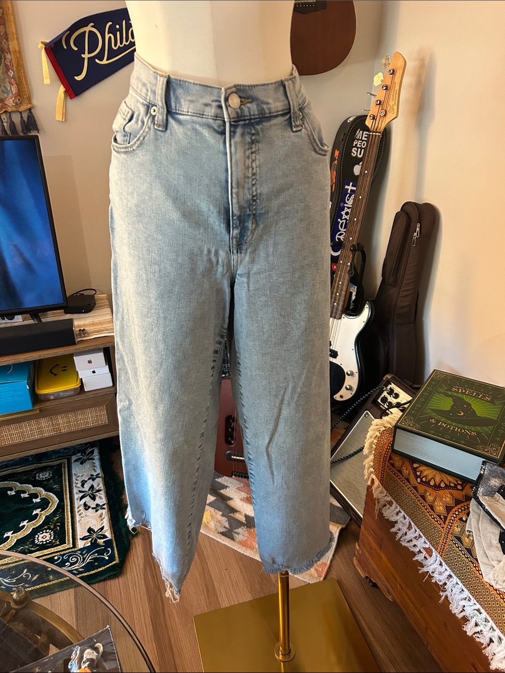 Banana Republic Light Blue High-Waist Wide-Leg Crop Jeans